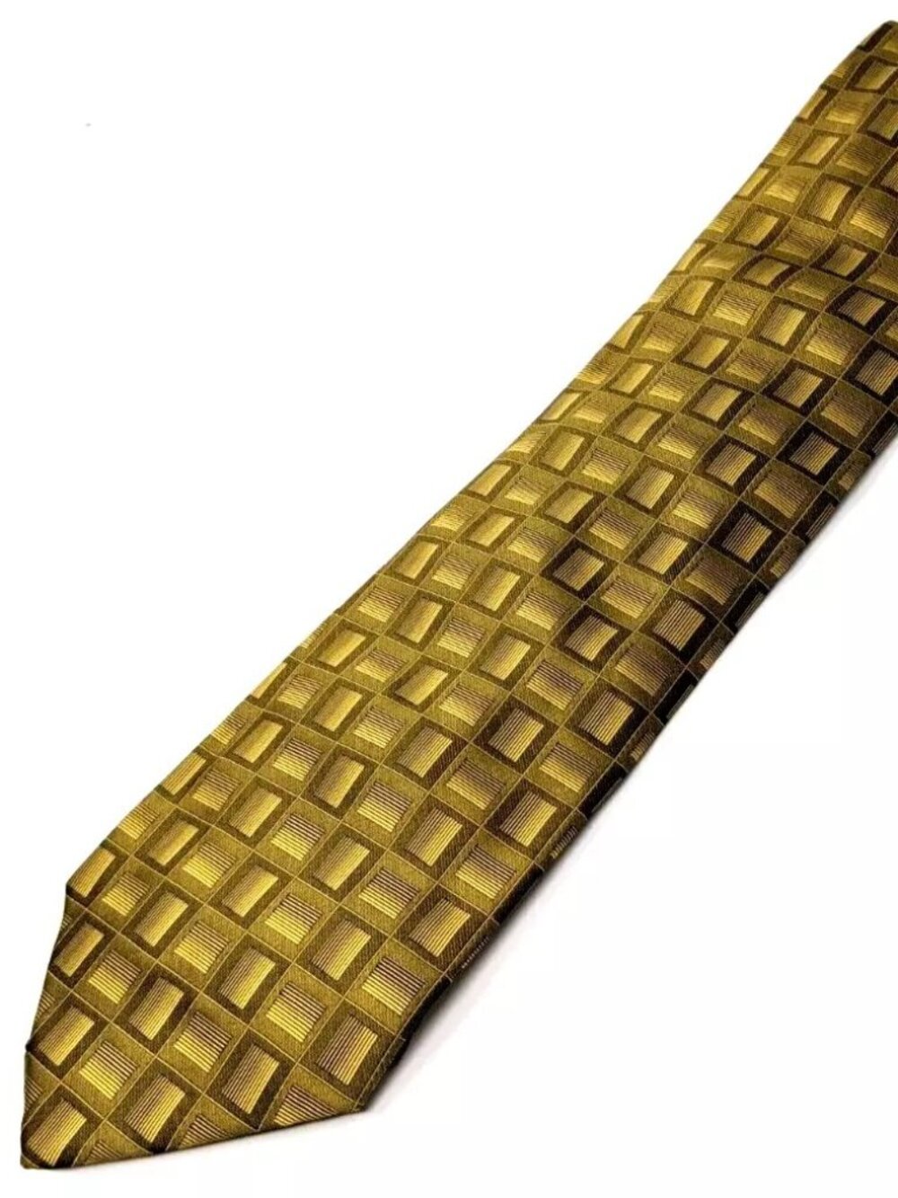 Mens 7 fold Silk Tie Necktie Gold Brown Handmade Impermeable Weatherproof